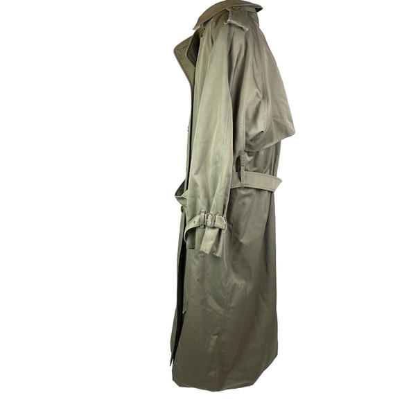 Vintage Burberry khaki green trench coat w/removable wool liner and belt XL - Picture 2 of 15